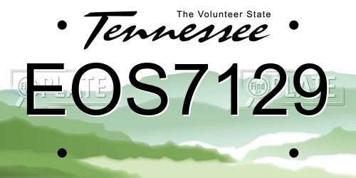 EOS7129 Tennessee License Plate
