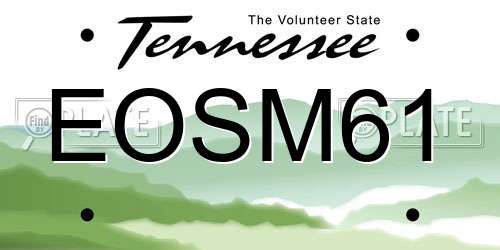 EOSM61 Tennessee License Plate