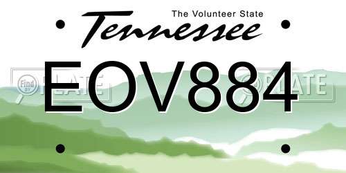 EOV884 Tennessee License Plate