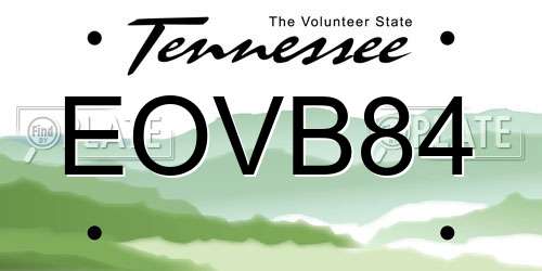 EOVB84 Tennessee License Plate