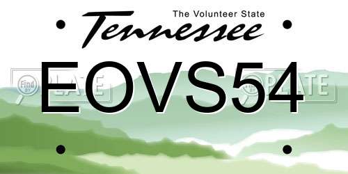 EOVS54 Tennessee License Plate