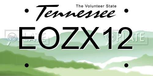 EOZX12 Tennessee License Plate