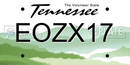EOZX17 Tennessee License Plate