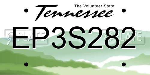 EP3S282 Tennessee License Plate