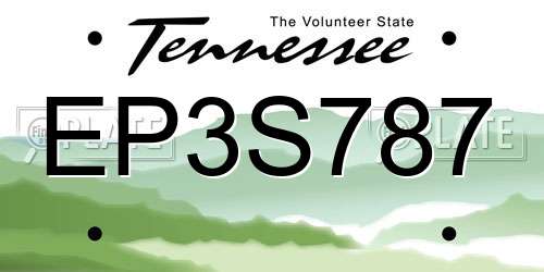 EP3S787 Tennessee License Plate