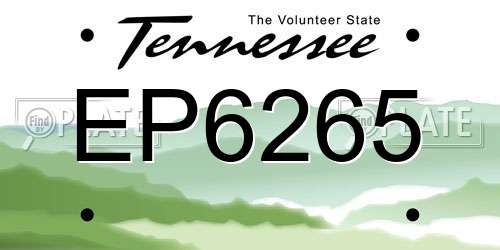 EP6265 Tennessee License Plate