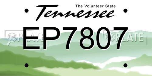EP7807 Tennessee License Plate