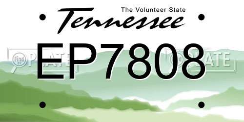 EP7808 Tennessee License Plate