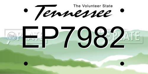 EP7982 Tennessee License Plate