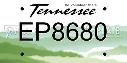 EP8680 Tennessee License Plate