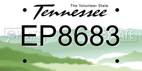 EP8683 Tennessee License Plate