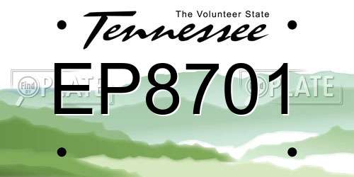 EP8701 Tennessee License Plate
