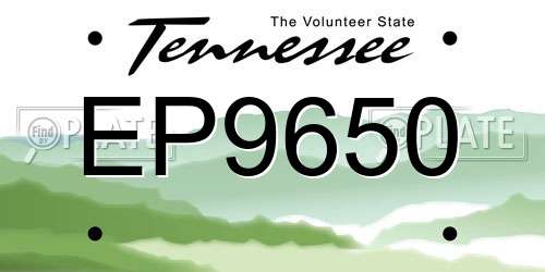 EP9650 Tennessee License Plate