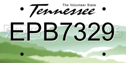EPB7329 Tennessee License Plate