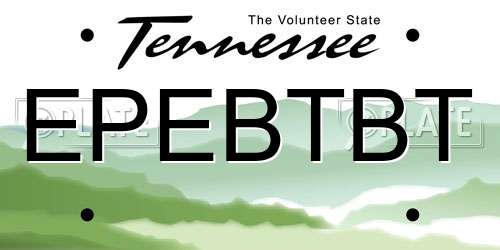 EPEBTBT Tennessee License Plate