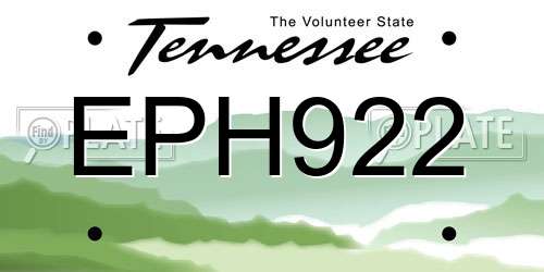 EPH922 Tennessee License Plate