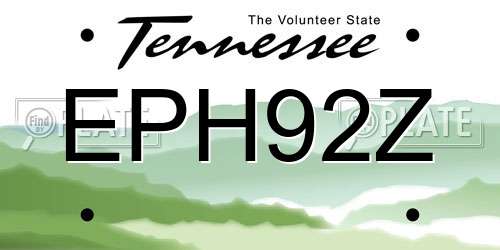 EPH92Z Tennessee License Plate