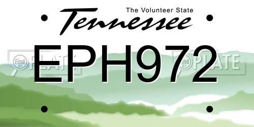EPH972 Tennessee License Plate