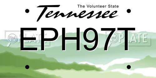 EPH97T Tennessee License Plate