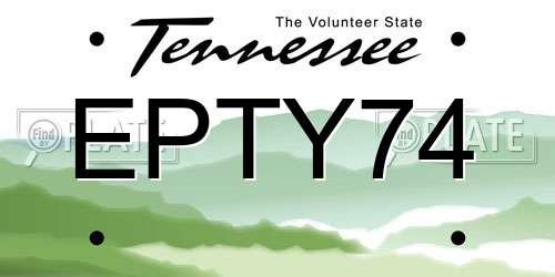 EPTY74 Tennessee License Plate