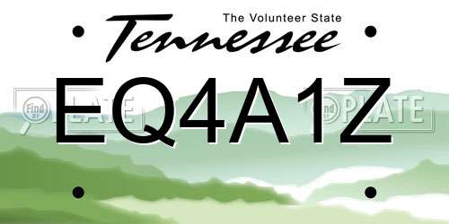 EQ4A1Z Tennessee License Plate