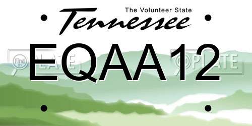 EQAA12 Tennessee License Plate