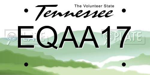 EQAA17 Tennessee License Plate