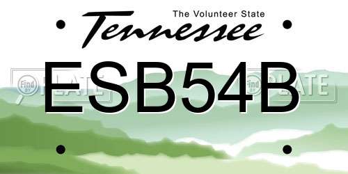ESB54B Tennessee License Plate