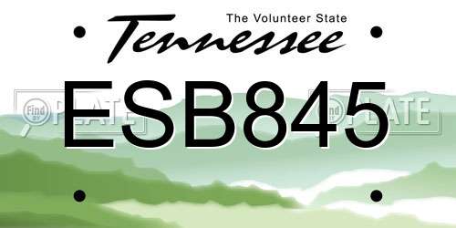 ESB845 Tennessee License Plate