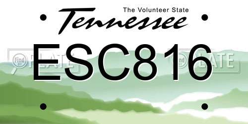 ESC816 Tennessee License Plate