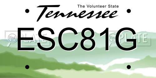 ESC81G Tennessee License Plate