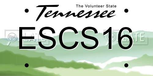 ESCS16 Tennessee License Plate