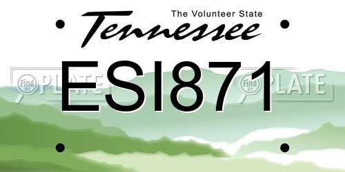 ESI871 Tennessee License Plate