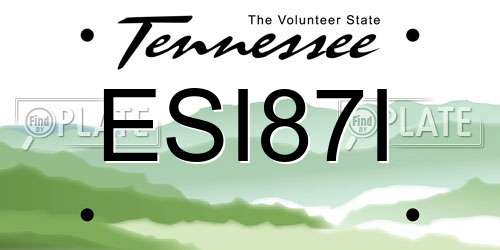 ESI87I Tennessee License Plate