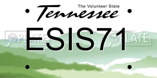 ESIS71 Tennessee License Plate