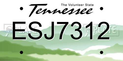 ESJ7312 Tennessee License Plate