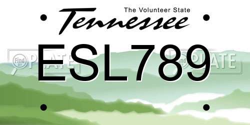 ESL789 Tennessee License Plate
