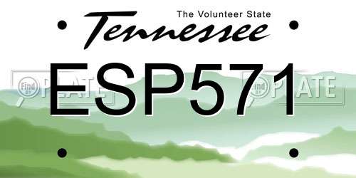 ESP571 Tennessee License Plate