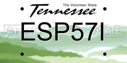 ESP57I Tennessee License Plate