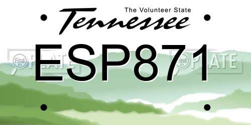 ESP871 Tennessee License Plate