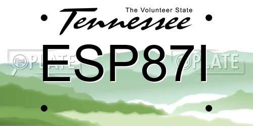 ESP87I Tennessee License Plate
