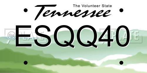 ESQQ40 Tennessee License Plate