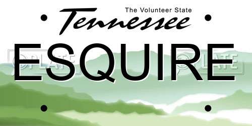 ESQUIRE Tennessee License Plate