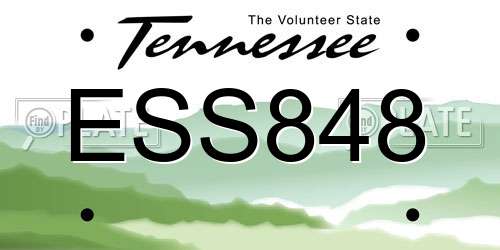 ESS848 Tennessee License Plate