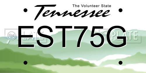 EST75G Tennessee License Plate