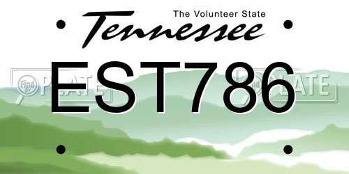 EST786 Tennessee License Plate