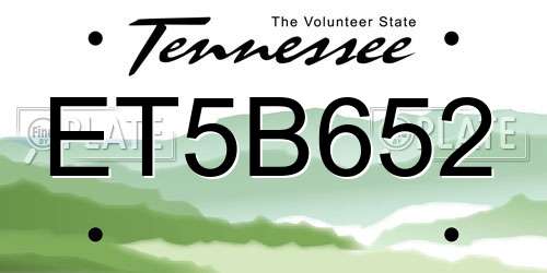 ET5B652 Tennessee License Plate