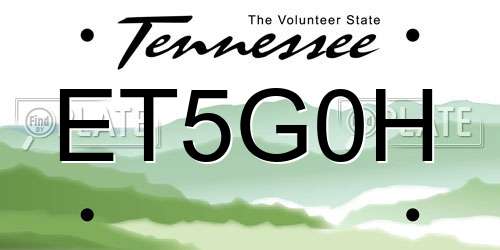 ET5G0H Tennessee License Plate