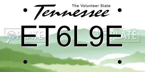 ET6L9E Tennessee License Plate