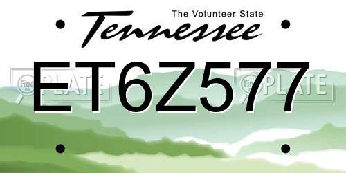 ET6Z577 Tennessee License Plate